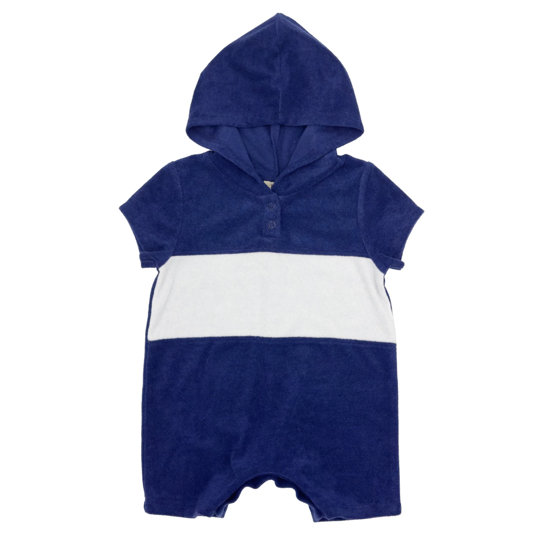 Finn Baby Hooded Romper in Twilight front