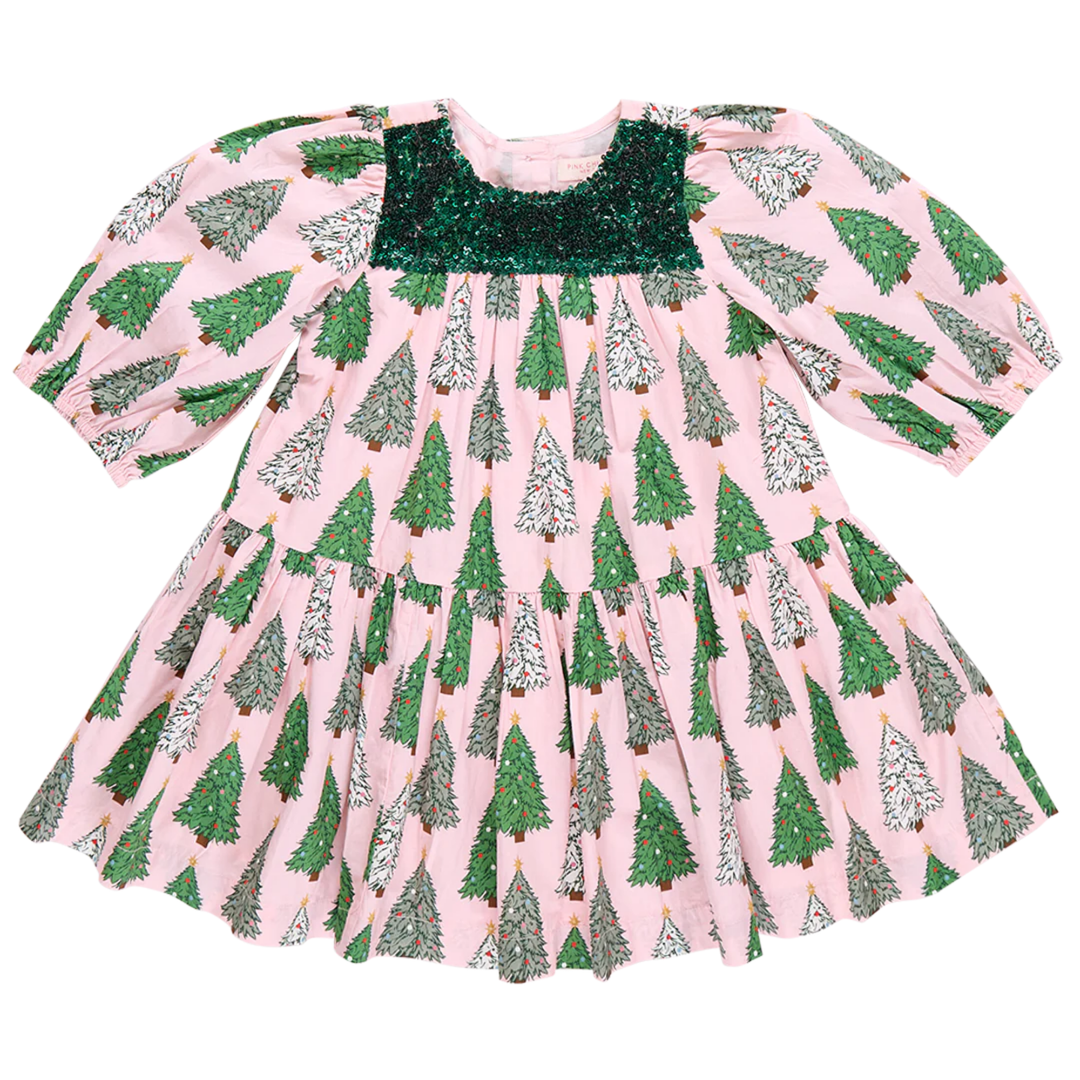 Fiona Dress - Pink Trees front