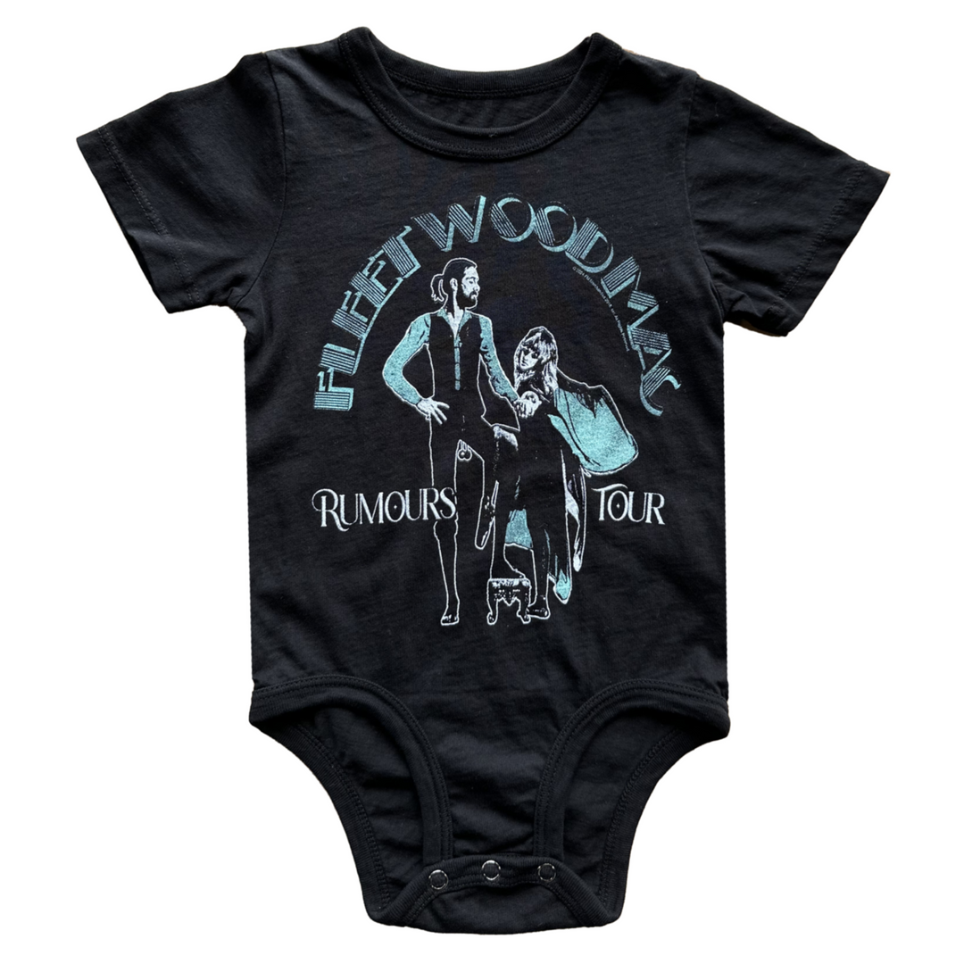 Fleetwood Mac Short Sleeve Onesie in Jet Black front