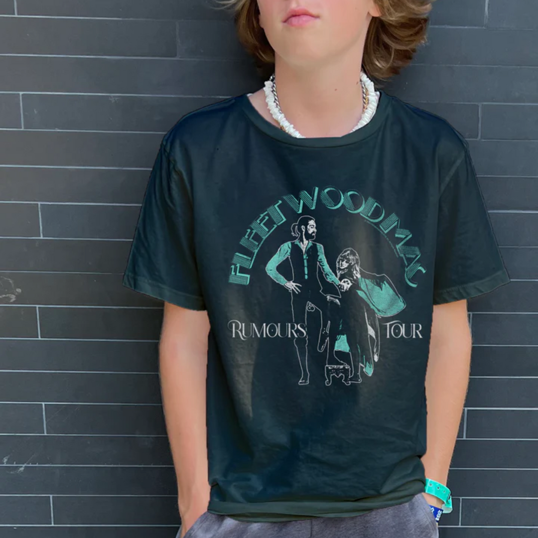 a boy wearing Fleetwood Mac Short Sleeve Tee in Jet Black