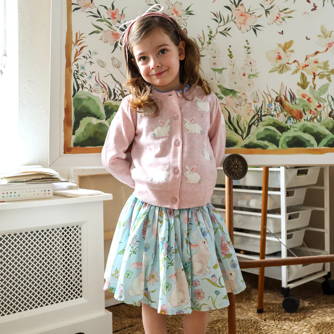 a girl wearing Gianna Skirt - Botanical Bunnies