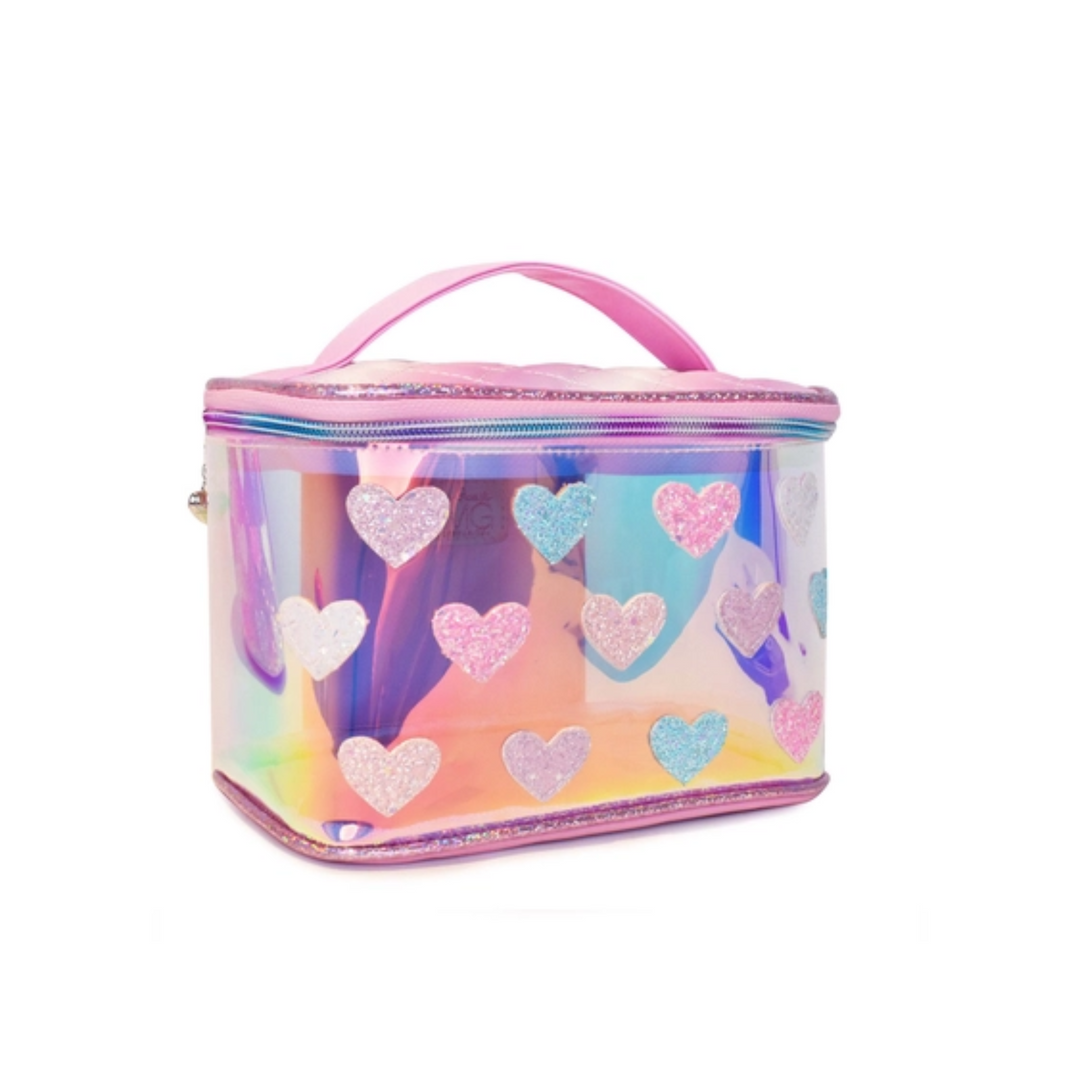 Glitter Heart-Patched Clear Glazed Glam Bag side