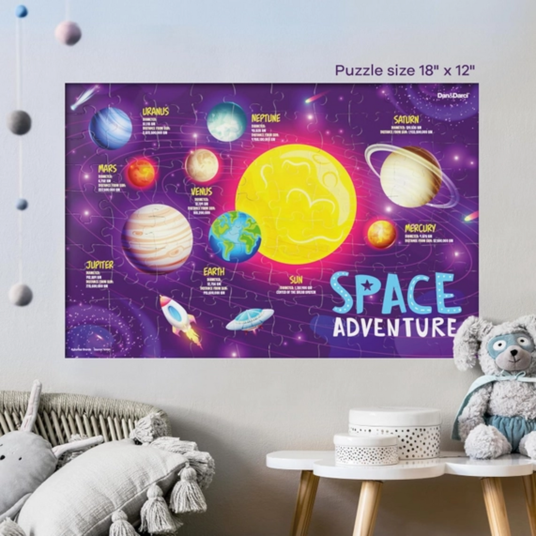 Glow in The Dark 100 Piece Galaxy Jigsaw Puzzle on a wall