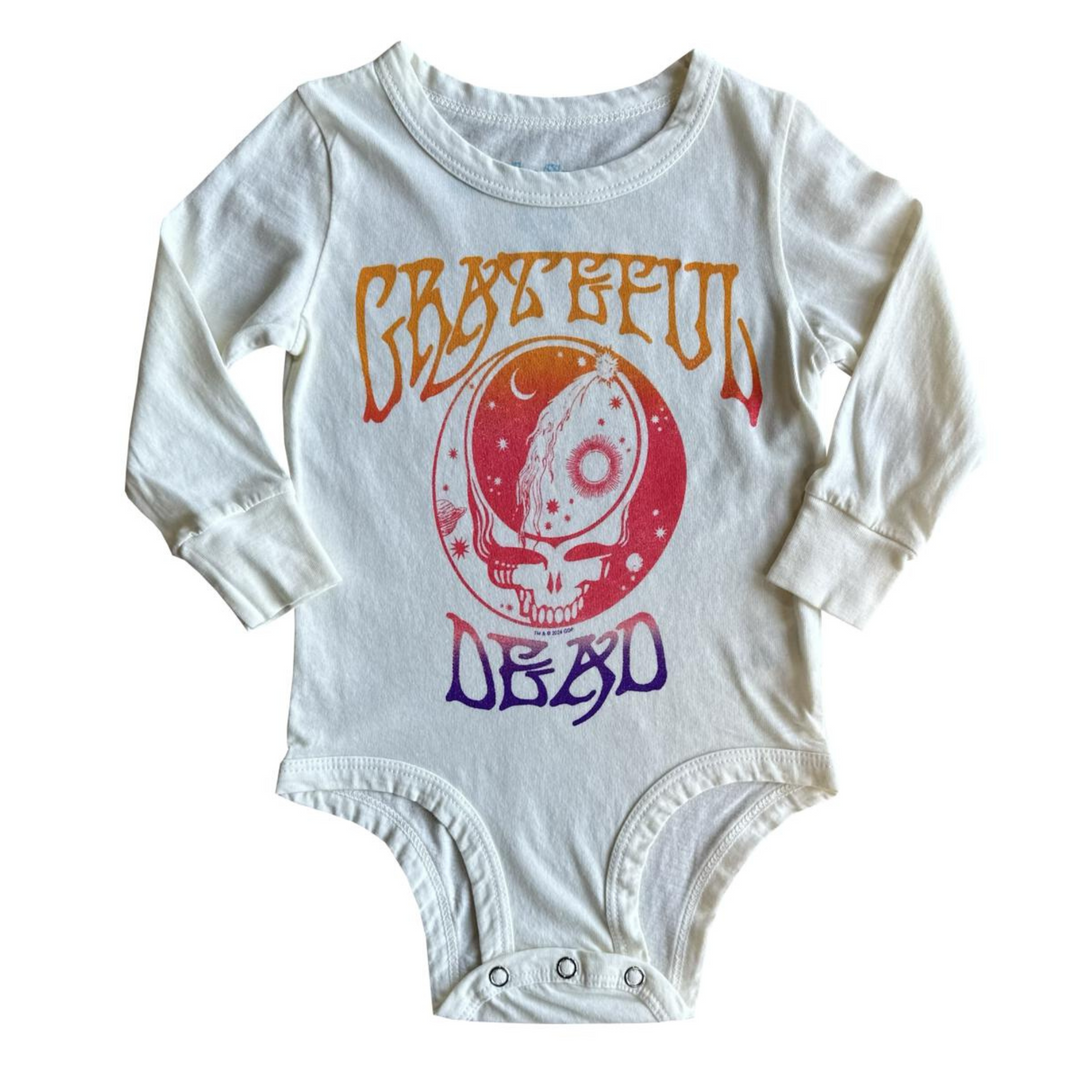 Grateful Dead Sunrise Long Sleeve Onesie in Vintage White front