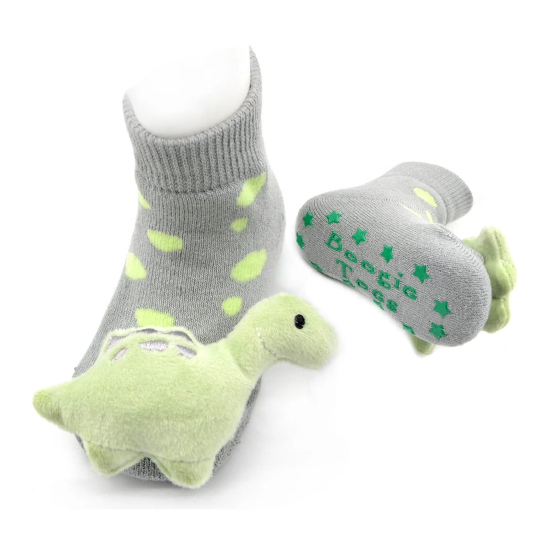 Green Dinosaur Boogie Toes Rattle Socks details