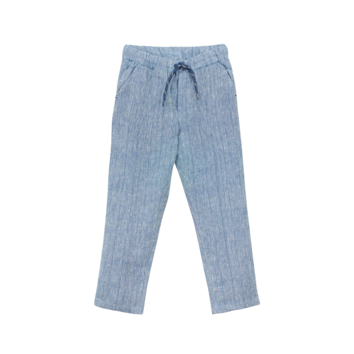 Trousers in Blue Linen front