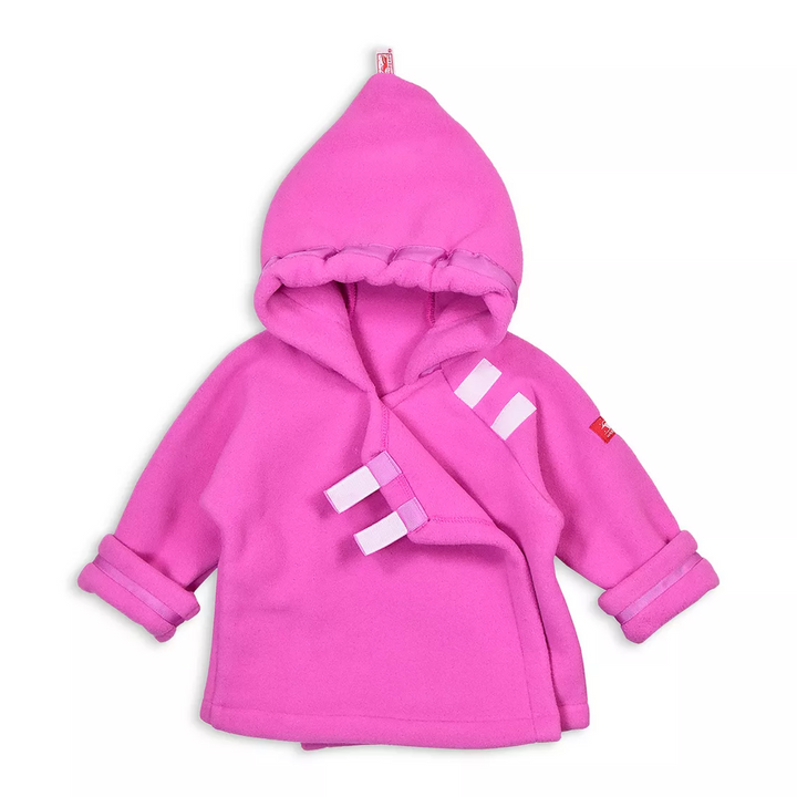 Hooded Fleece Jacket in Bright Pink snap