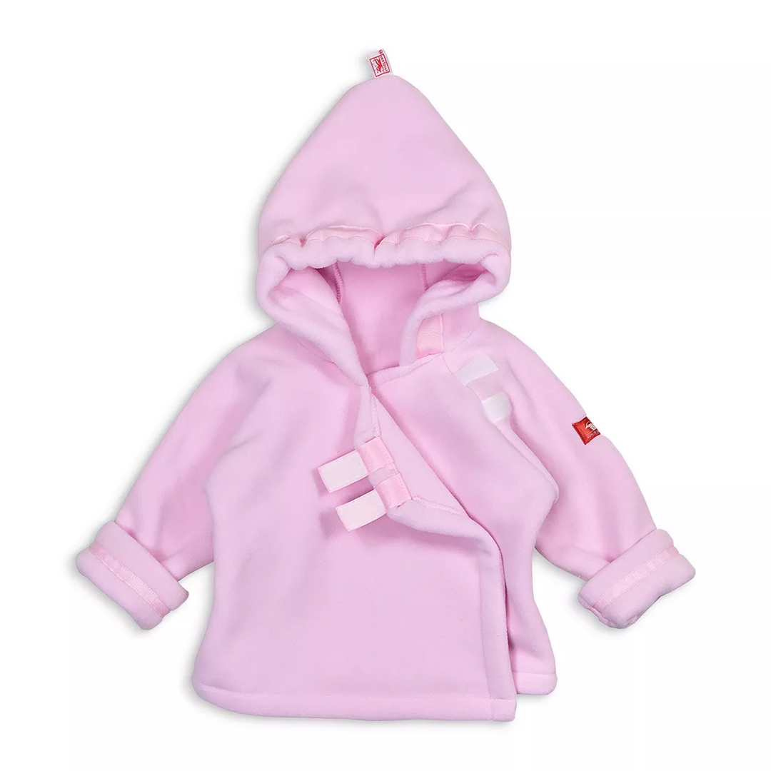 Hooded Fleece Jacket in Light Pink snap