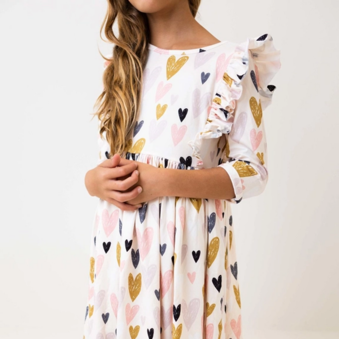 I Heart You Ruffle Twirl Dress front