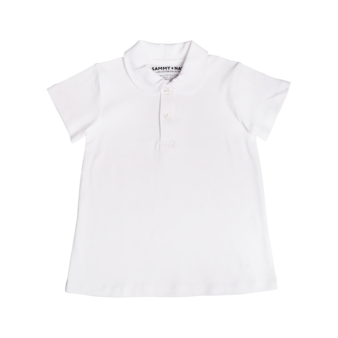 Short Sleeve Peter Pan Collar Shirt in White