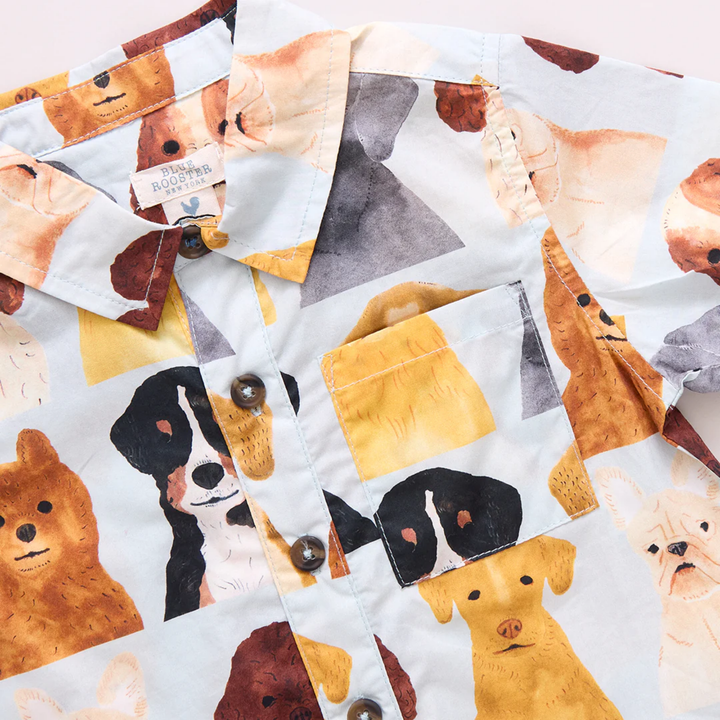 Jack Shirt - Light Blue Watercolor Dogs details