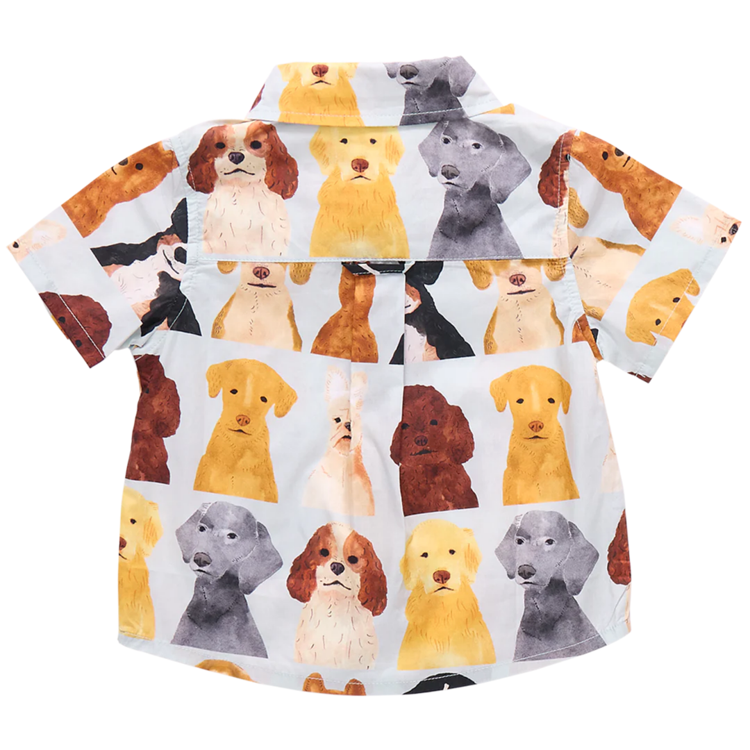 Jack Shirt - Light Blue Watercolor Dogs back