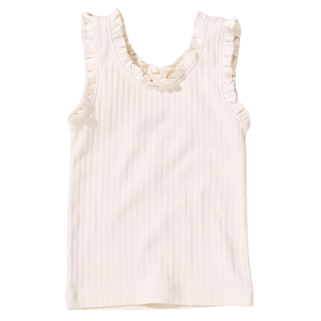 Joy Ruffle Rib Tank - Cream front