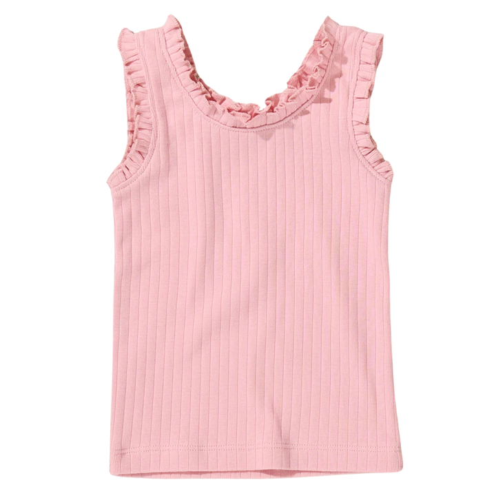 Joy Ruffle Rib Tank - Pink front