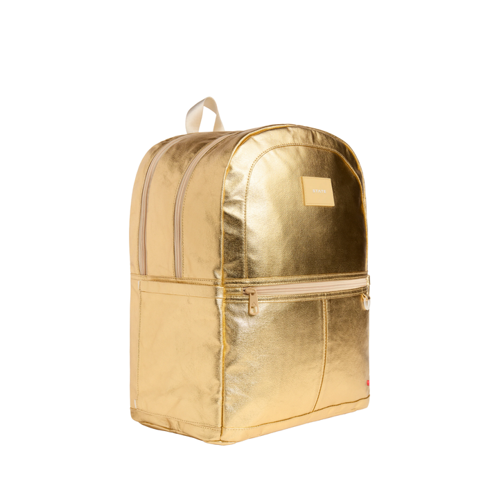 Kane Kids Travel Double Pocket Large Backpack in Metallic Gold side