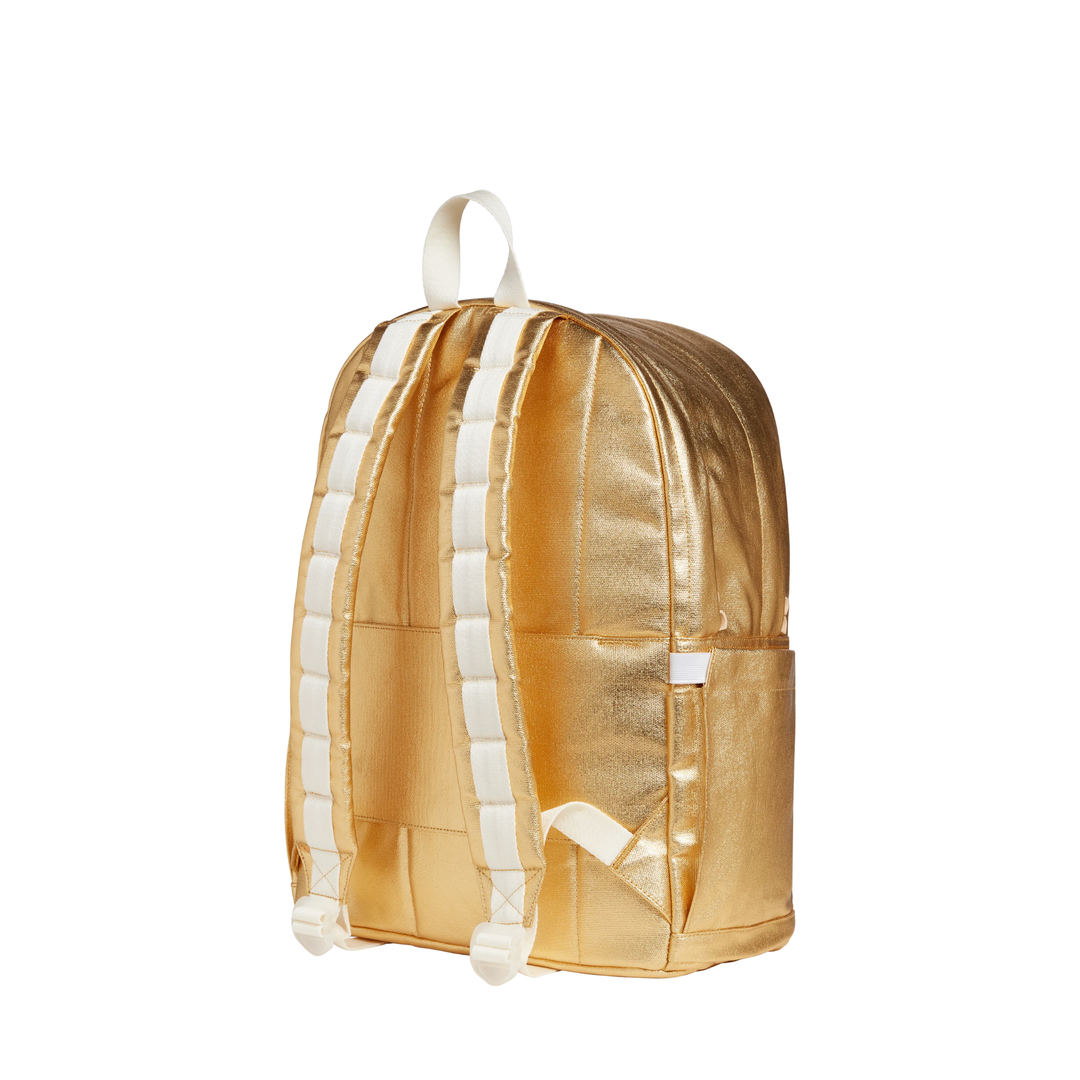 Kane Kids Travel Double Pocket Large Backpack in Metallic Gold back