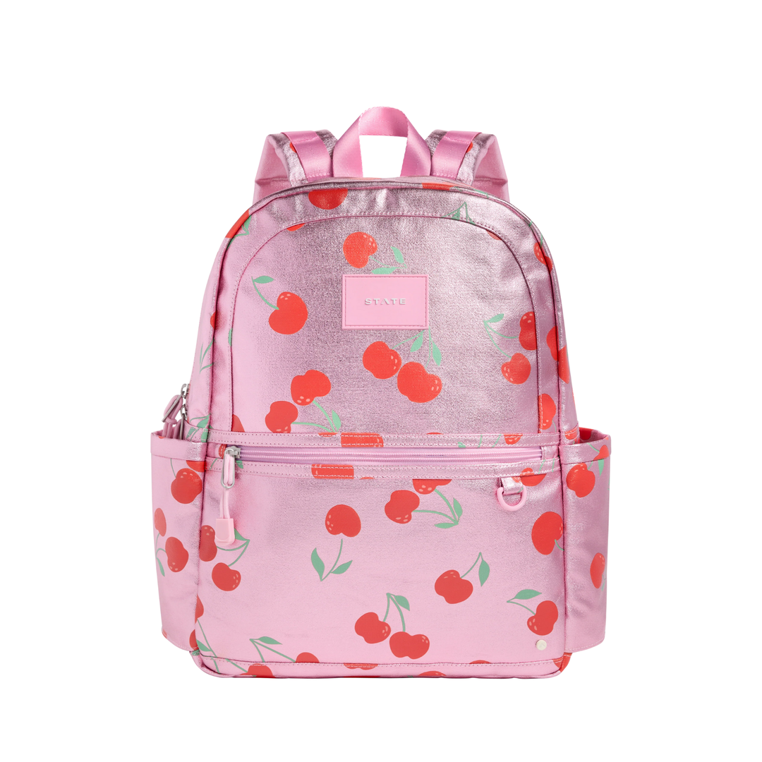 Kane Kids Double Pocket Backpack in Metallic Cherries front