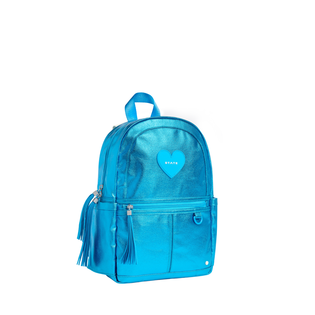 Kane Kids Mini Travel Backpack in Metallic Blue side