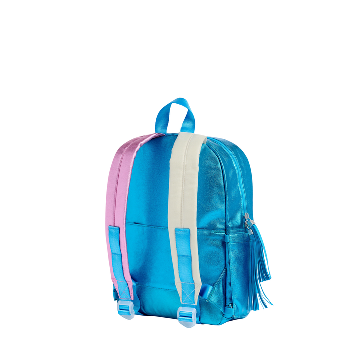 Kane Kids Mini Travel Backpack in Metallic Blue back