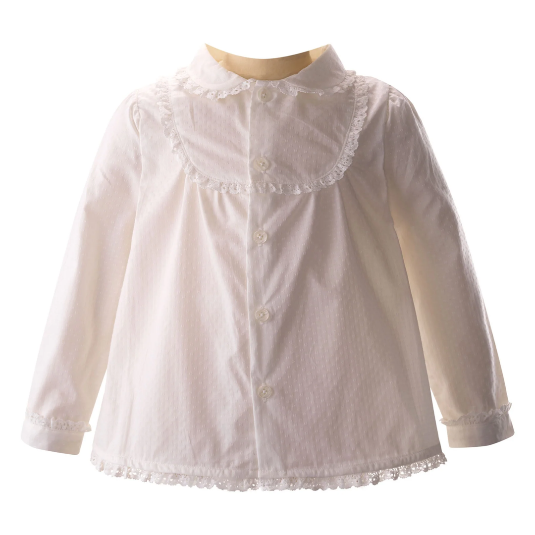 Lace Trim Blouse in Ivory front