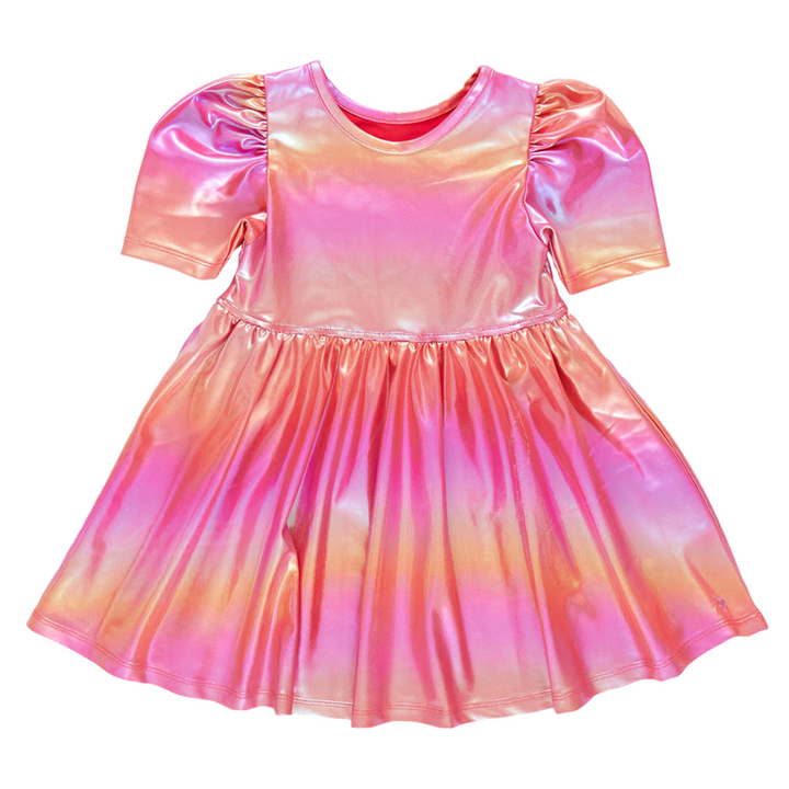 Lame Laurie Dress - Rainbow Pink Lame front