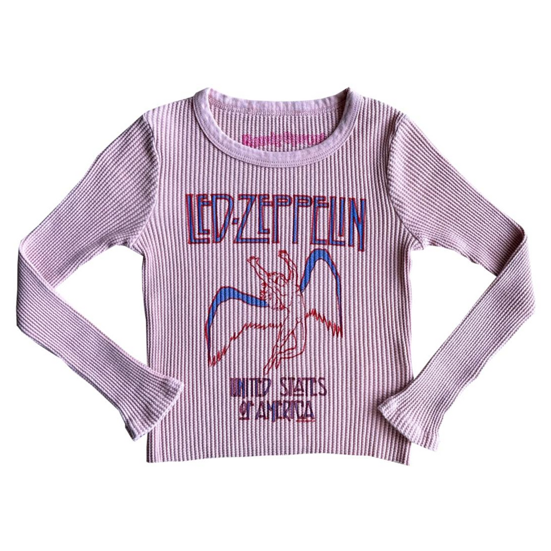 Led Zeppelin USA Long Sleeve Thermal Tee in Blush front