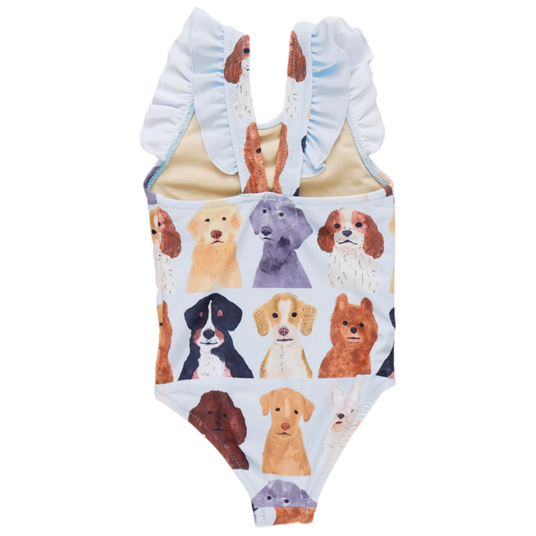 Liv Suit - Light Blue Watercolor Dogs back