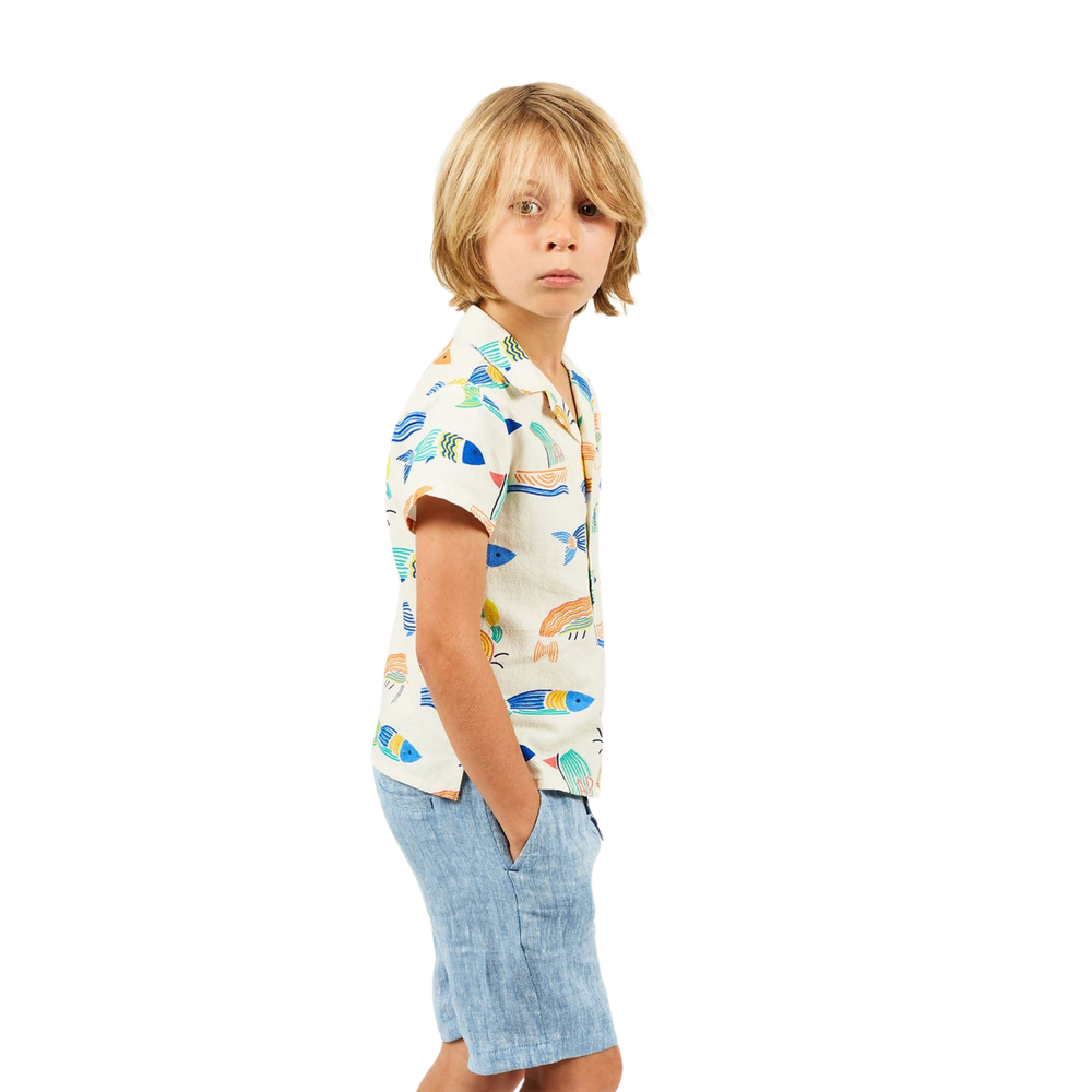 a boy wearing Magnum Ocean Pattern Shirt