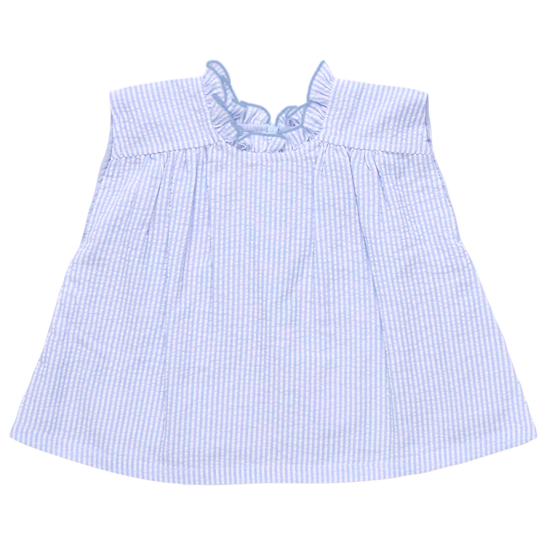 Misha Top - Blue Seersucker front