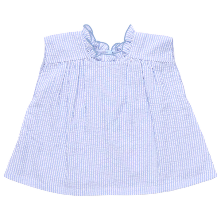 Misha Top - Blue Seersucker front