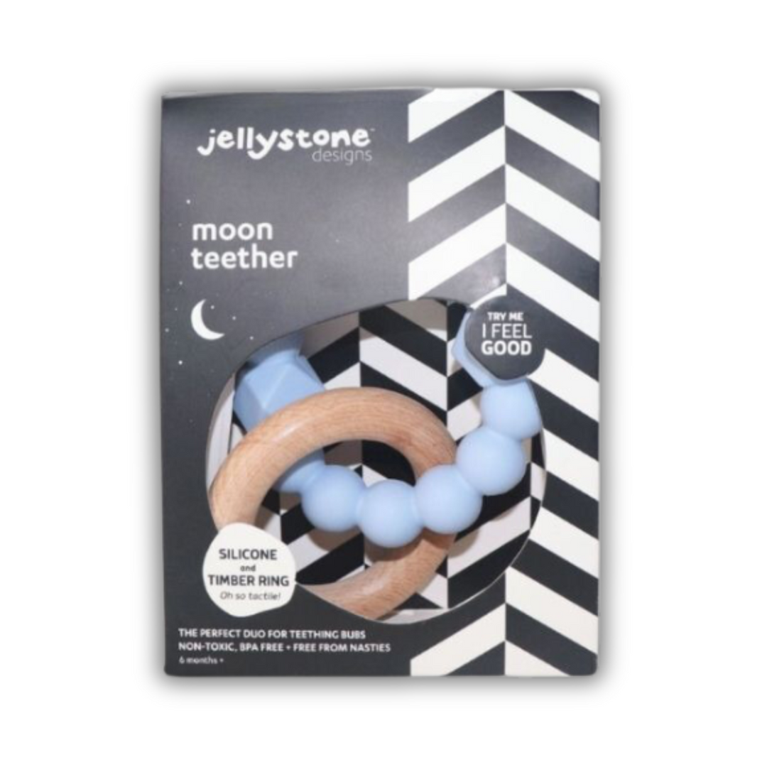 Moon Teether - Soft Blue front