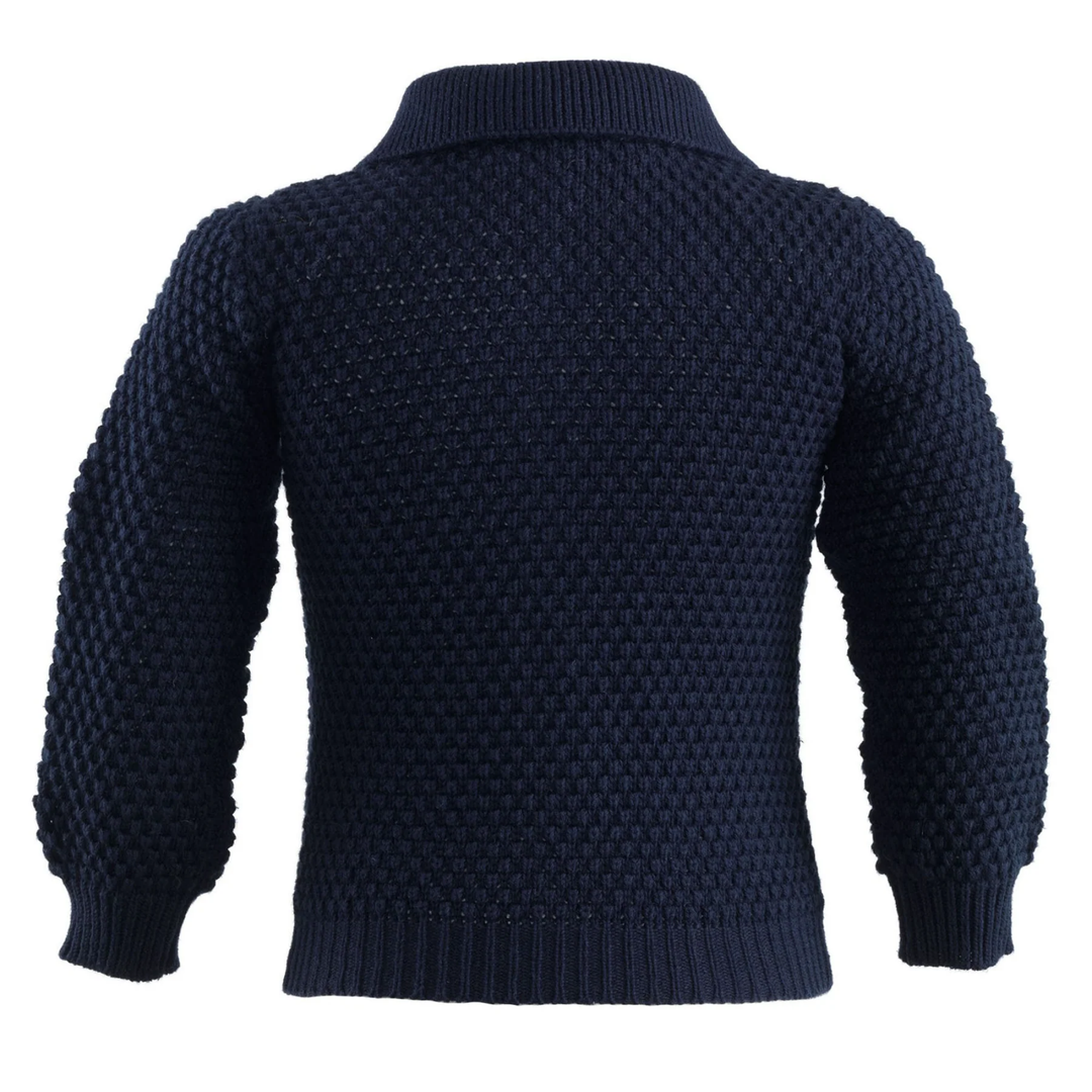 Moss Stitch Cardigan in Navy back