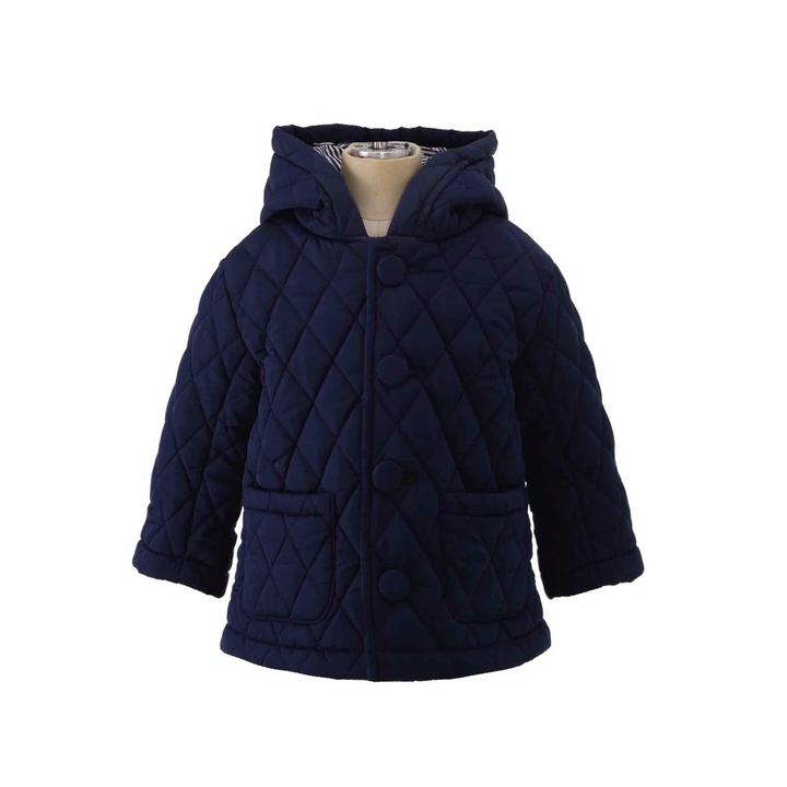 Quilted Jacket with Hood  in Navy front