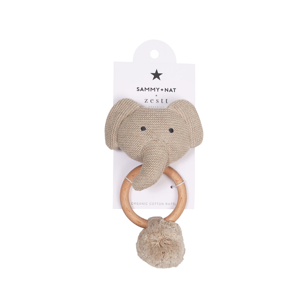 Organic Elephant Rattle in Oatmeal