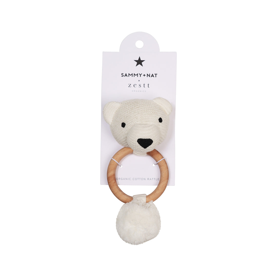 Organic Polar Bear Rattle in White