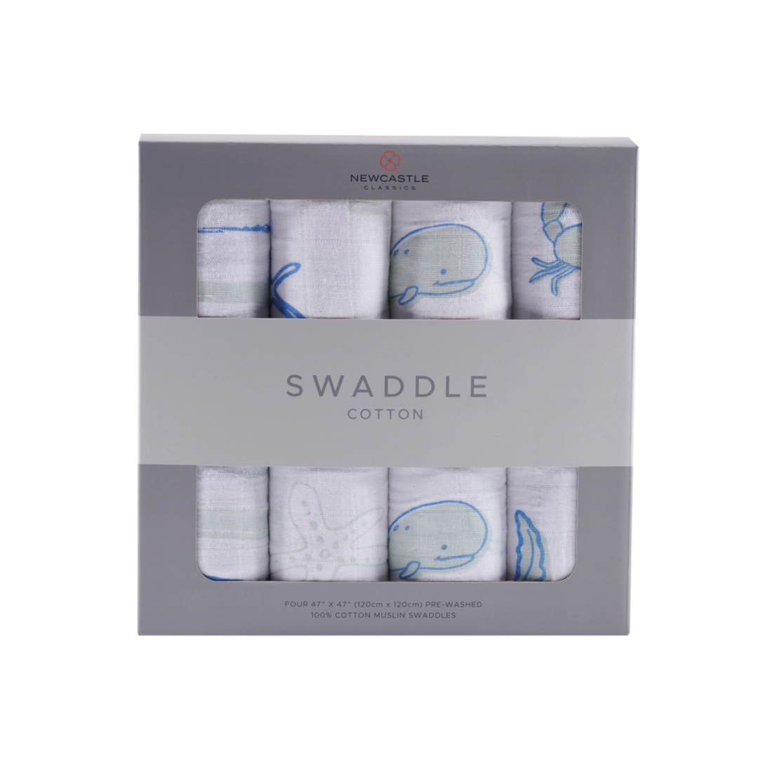 Ocean Friends Swaddle 4-Pack front