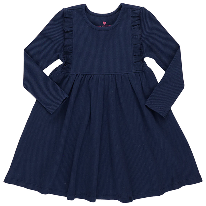 Organic Kylie Rib Dress - Navy front