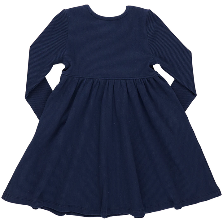 Organic Kylie Rib Dress - Navy back