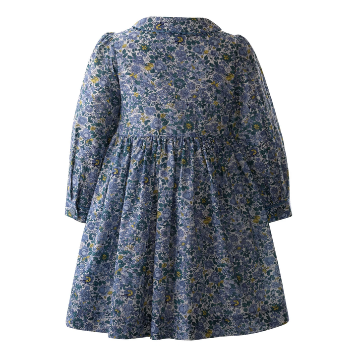 Petal Blossom Smocked Button-Front Dress in Blue back