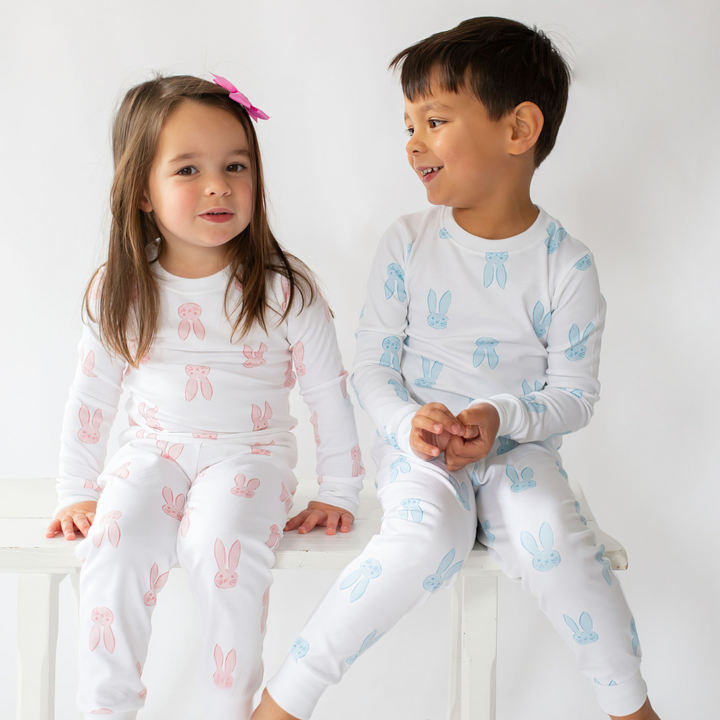 a girl and a boy wearing Sweet Bunny Pajama Set