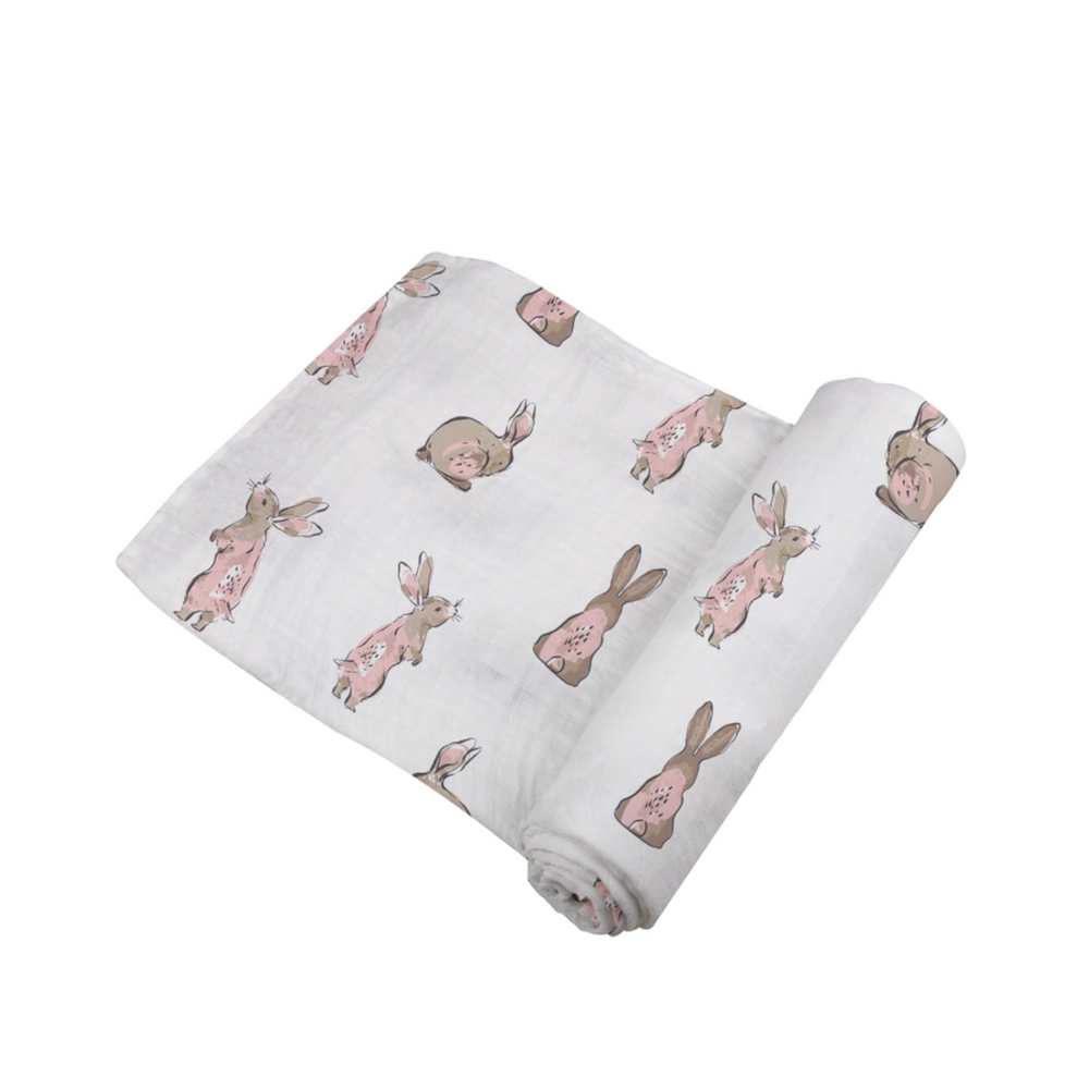 Powder Pink Bunnies Swaddle inside