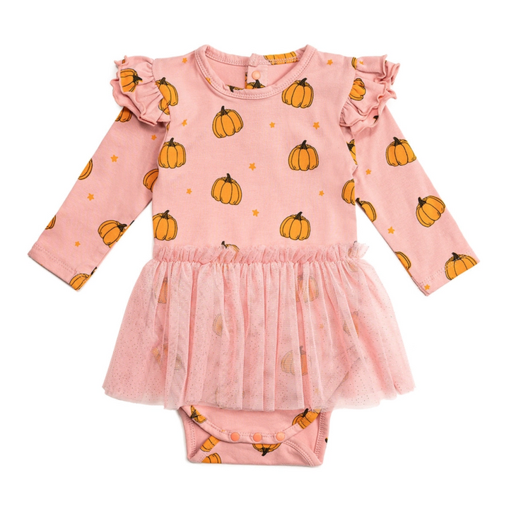 Pumpkin Blush Long Sleeve Tutu Bodysuit front