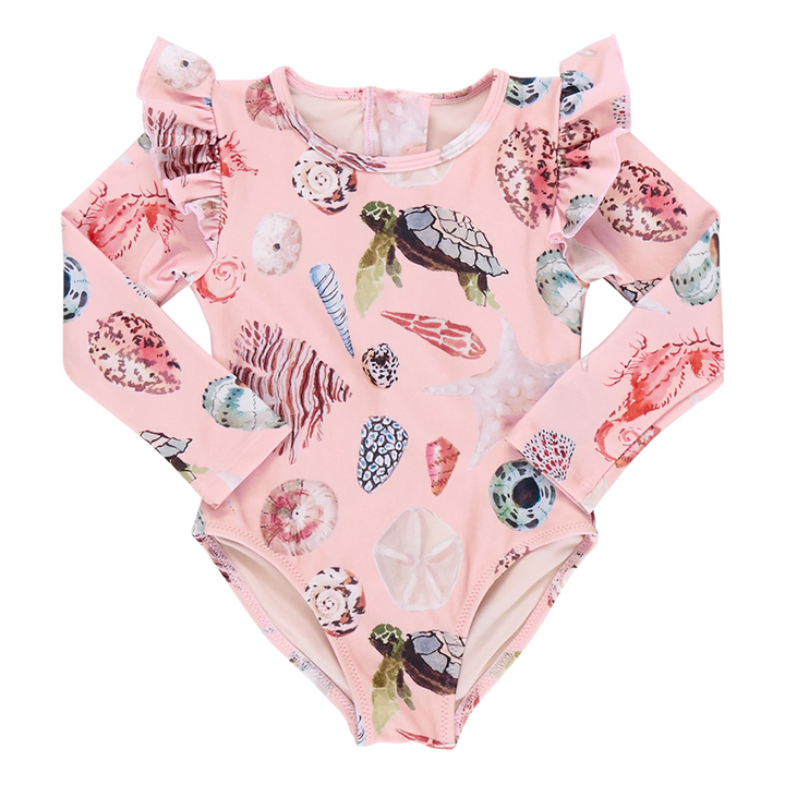 Rachel Suit - Pink Watercolor Shells front