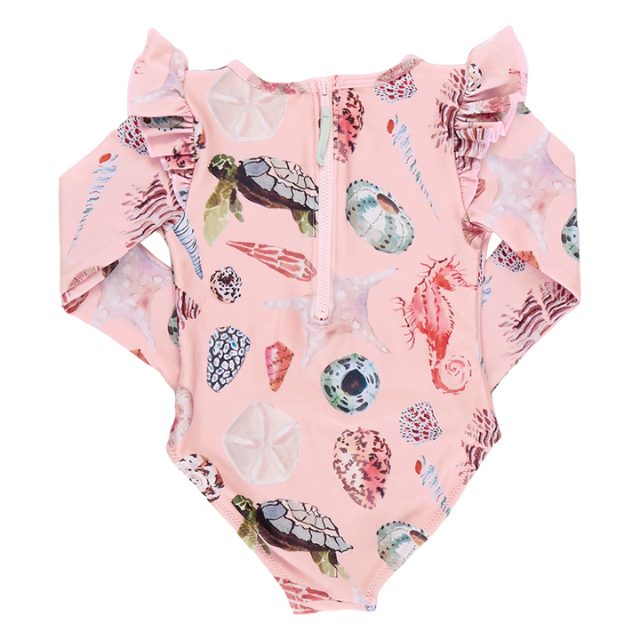 Rachel Suit - Pink Watercolor Shells back