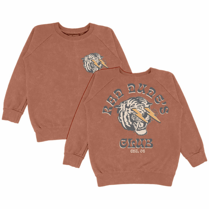 Rad Dudes Club Sweatshirt in Mineral Brick front and back