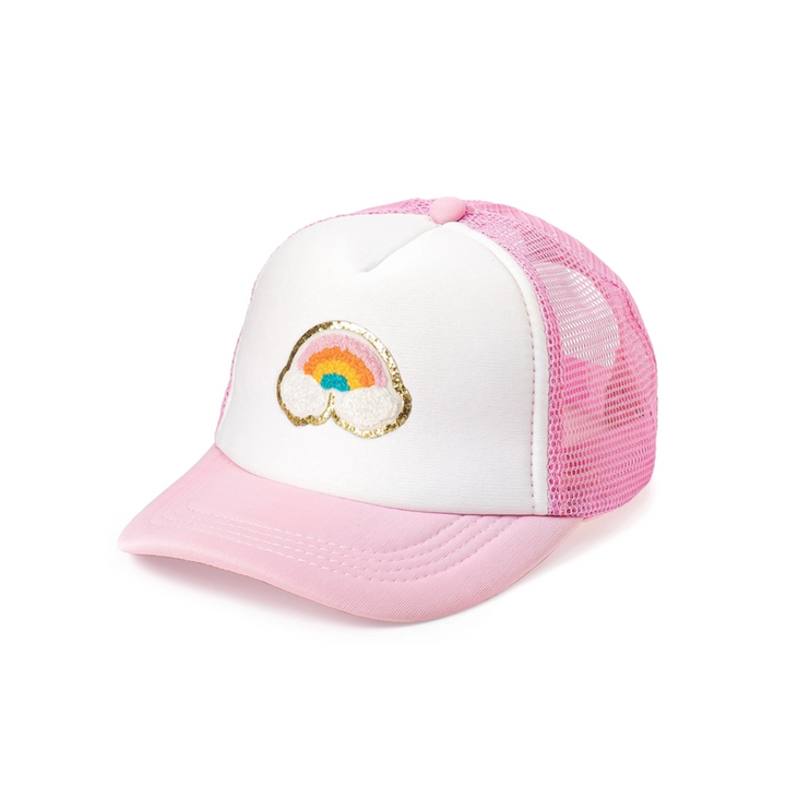 Rainbow Cloud Patch Trucker Hat front