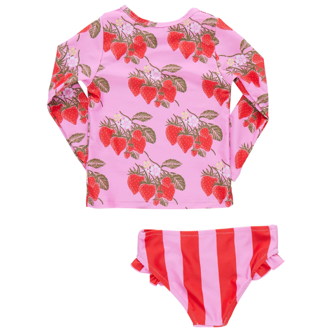 Rash Guard Set - Pink Wild Strawberries back