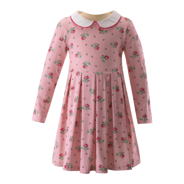 Rosebud Floral Jersey Dress in Pink front