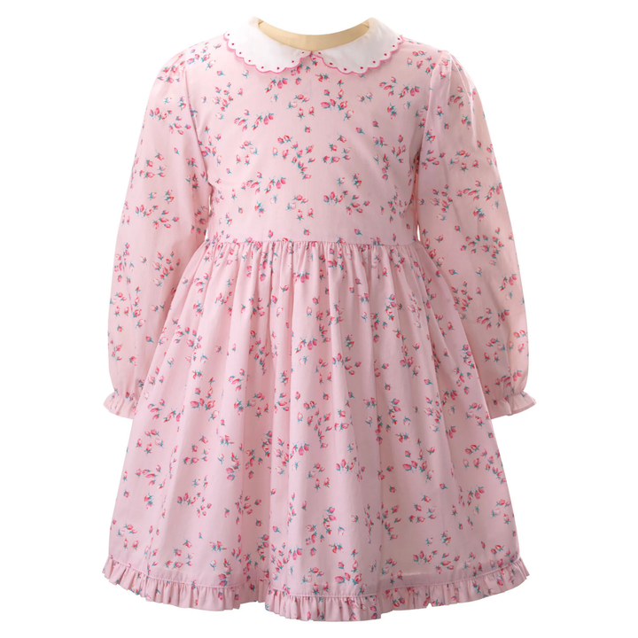 Rosebud Scalloped Collar Dress in Pink front