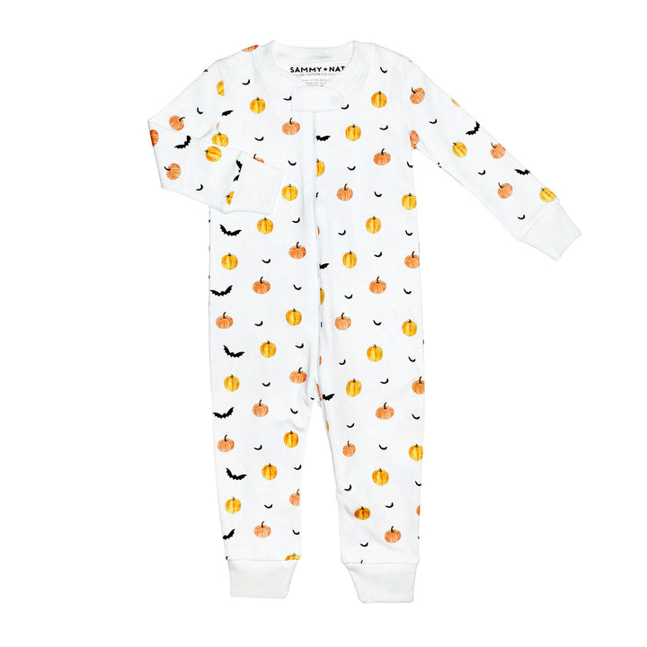 Scary Pumpkin Zipper Romper with feet